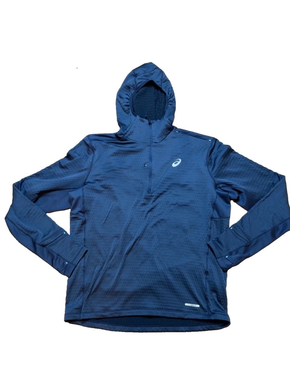 ASICS Road Winter Run Half Zip Long Sleeve Hoodie Navy Blue Men's Large 2011D359